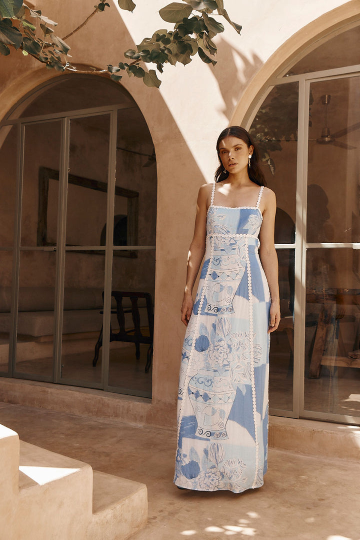 A-Line Floral Maxi Dress-dresses > maxi dress-Laventaire-Laventaire