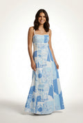 A-Line Floral Maxi Dress-dresses > maxi dress-Laventaire-Light Blue-S-Laventaire