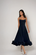 A-line Black Midi Dress-dresses > midi dress-Laventaire-Laventaire