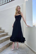 A-line Black Midi Dress-dresses > midi dress-Laventaire-Laventaire