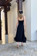 A-line Black Midi Dress-dresses > midi dress-Laventaire-Laventaire