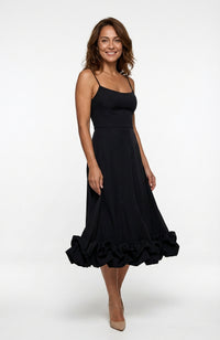 A-line Black Midi Dress-dresses > midi dress-Laventaire-Black-XS-Laventaire