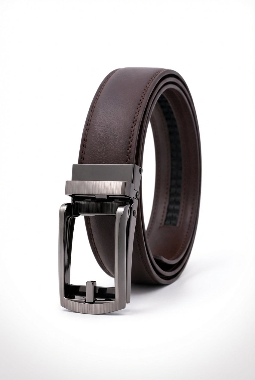 Adjustable Buckle Dress Belt-accessories > belts-Laventaire-Dark Brown-S-Laventaire