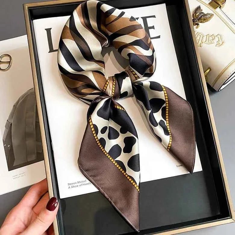 Animal Print Square Scarf-accessories > scarves > square scarves-Laventaire-Laventaire