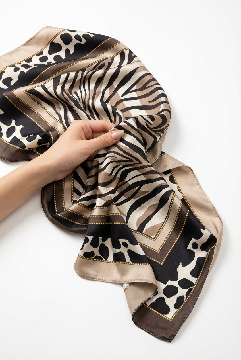 Animal Print Square Scarf-accessories > scarves > square scarves-Laventaire-Animal Print-One size-Laventaire