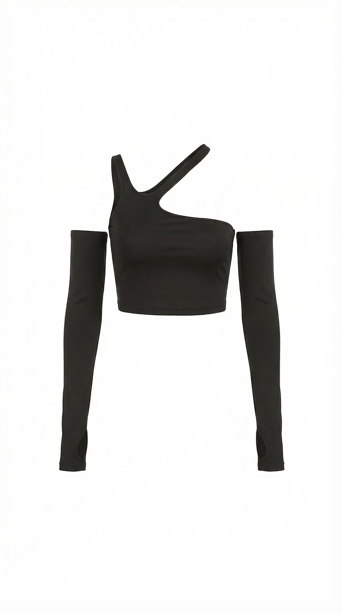 Asymmetric Black Crop Top-tops > crop tops-Laventaire-Laventaire