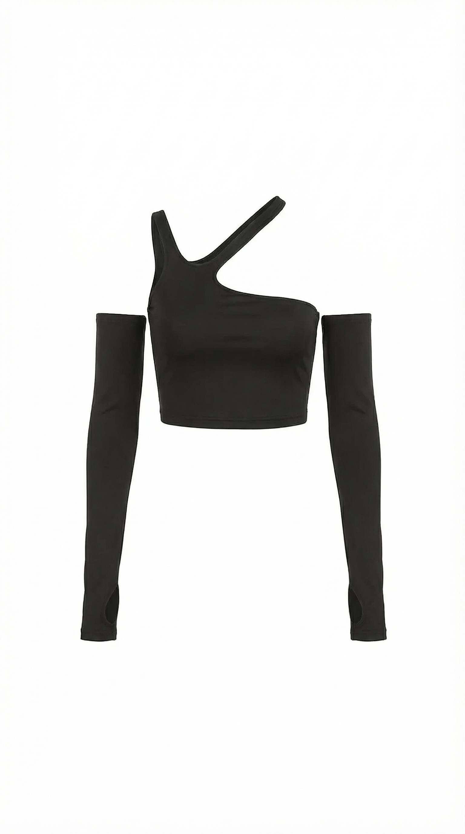 Asymmetric Black Crop Top-tops > crop tops-Laventaire-Laventaire