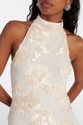 Asymmetric White Floral Maxi Dress-dresses > maxi dress-Laventaire-Laventaire