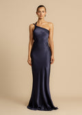 Asymmetrical Floor-Length Maxi Dress-dresses > floor-length dress > asymmetrical dress-Laventaire-Navy Blue-XS-Laventaire