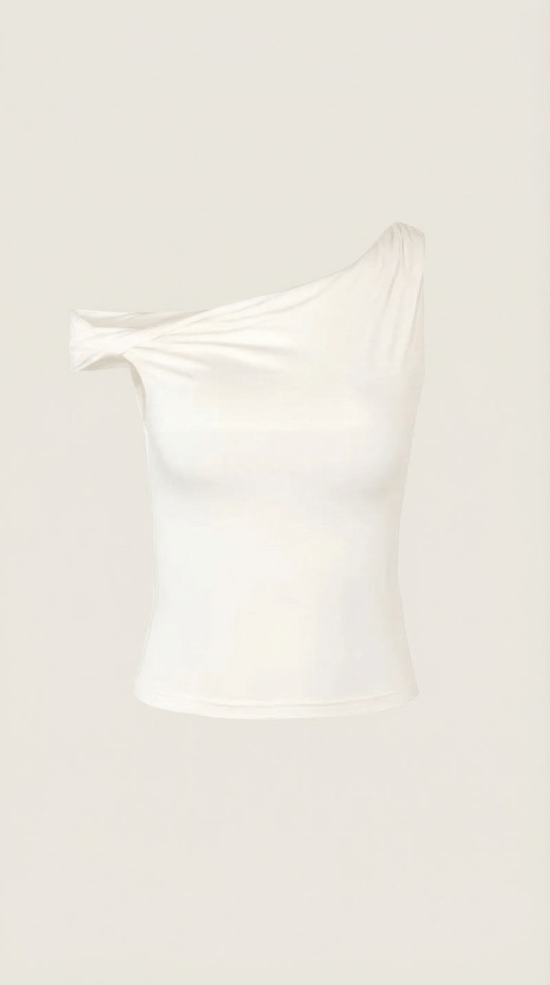 Asymmetrical One Shoulder Top-tops > one shoulder top-Laventaire-Laventaire