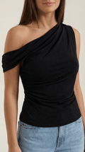Asymmetrical One Shoulder Top-tops > one shoulder top-Laventaire-Laventaire