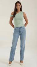 Asymmetrical One Shoulder Top-tops > one shoulder top-Laventaire-Mint Green-S-Laventaire