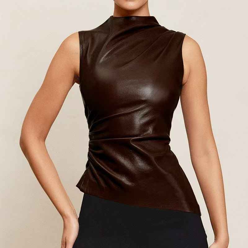 Asymmetrical Sleeveless Top-tops > sleeveless tops-Laventaire-Laventaire