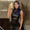 Asymmetrical Sleeveless Top-tops > sleeveless tops-Laventaire-Black-S-Laventaire