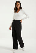 Asymmetrical Wide Leg Trousers-trousers > wide leg trousers-Laventaire-Laventaire