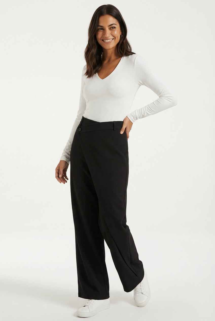 Asymmetrical Wide Leg Trousers-trousers > wide leg trousers-Laventaire-Laventaire