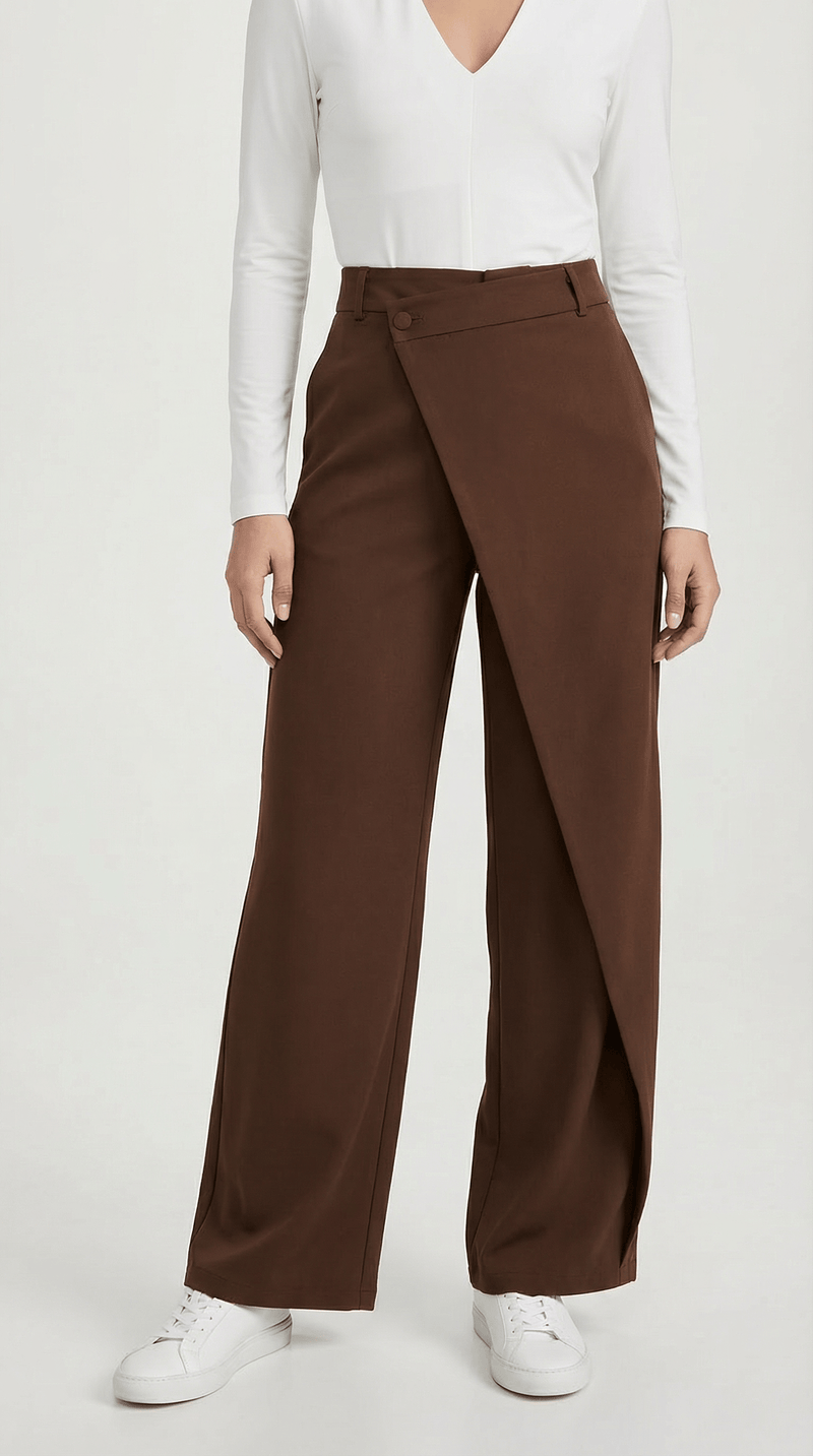 Asymmetrical Wide Leg Trousers-trousers > wide leg trousers-Laventaire-Laventaire