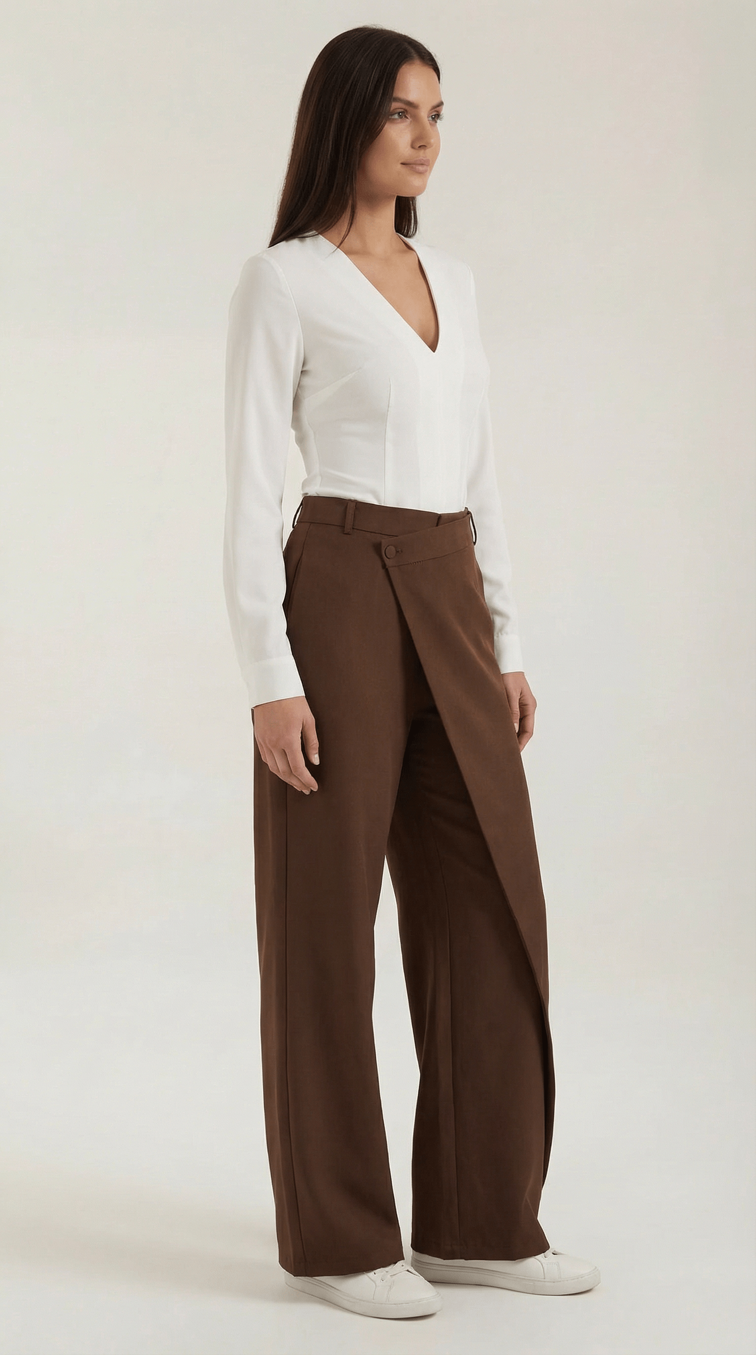 Asymmetrical Wide Leg Trousers-trousers > wide leg trousers-Laventaire-Laventaire