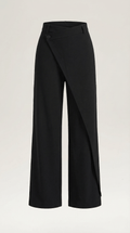 Asymmetrical Wide Leg Trousers-trousers > wide leg trousers-Laventaire-Laventaire