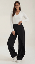 Asymmetrical Wide Leg Trousers-trousers > wide leg trousers-Laventaire-Laventaire