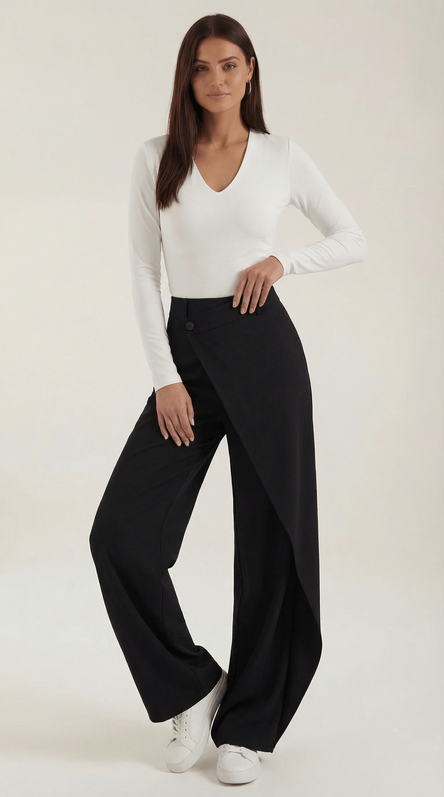 Asymmetrical Wide Leg Trousers-trousers > wide leg trousers-Laventaire-Laventaire