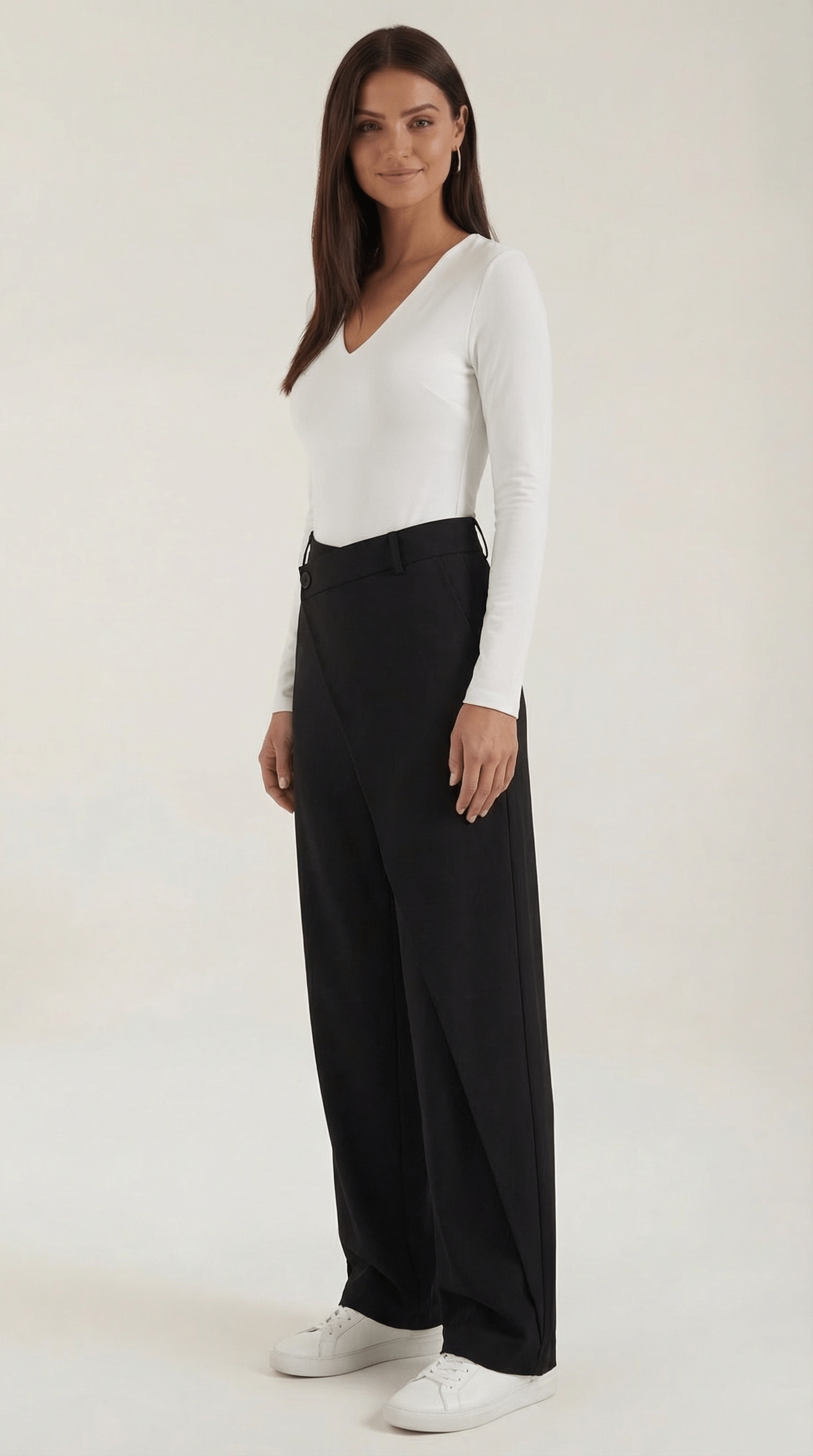 Asymmetrical Wide Leg Trousers-trousers > wide leg trousers-Laventaire-Laventaire