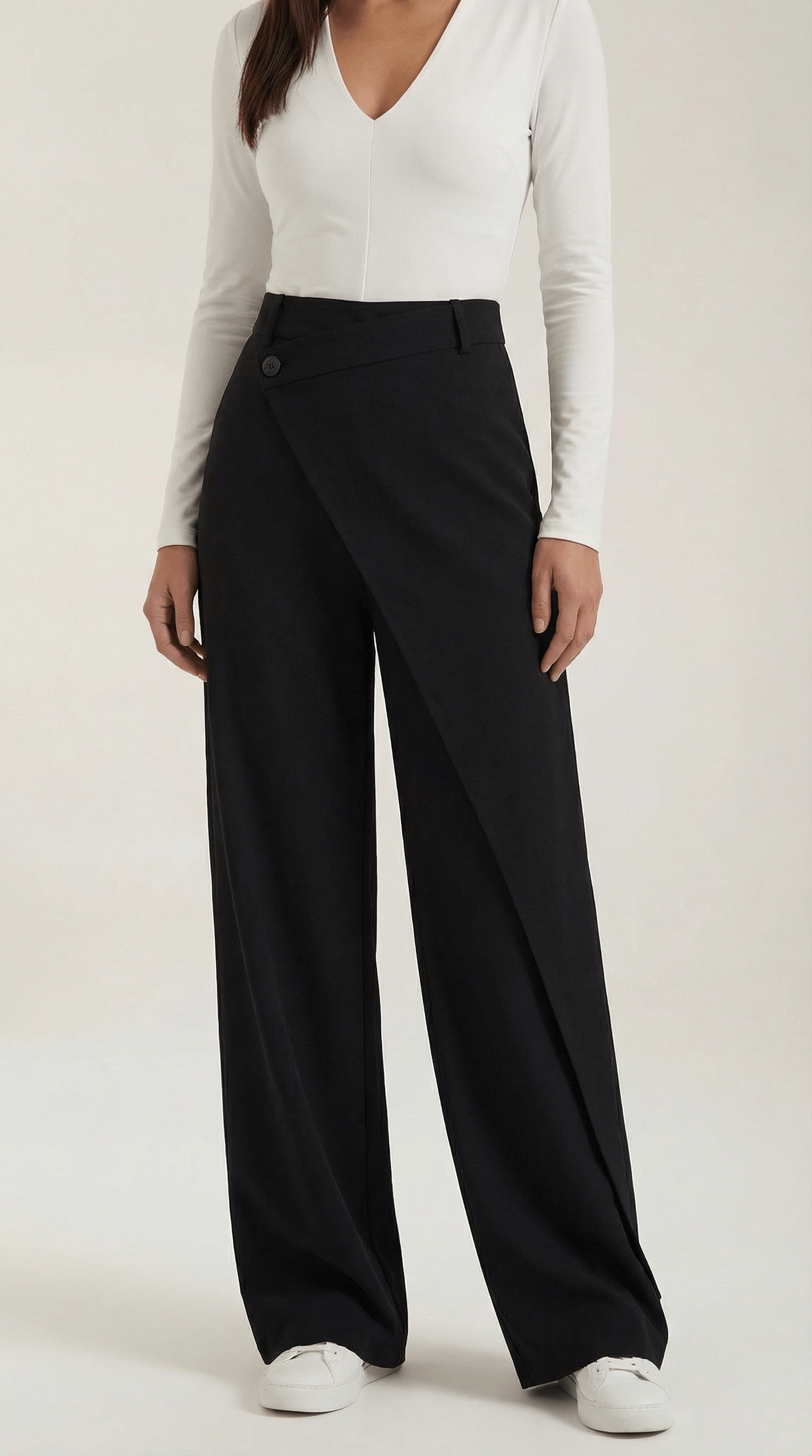 Asymmetrical Wide Leg Trousers-trousers > wide leg trousers-Laventaire-Laventaire
