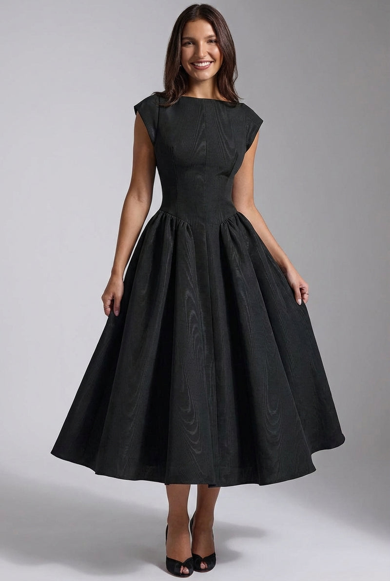 Backless Flowy Dress-dresses > backless dress-Laventaire-Black-S-Laventaire