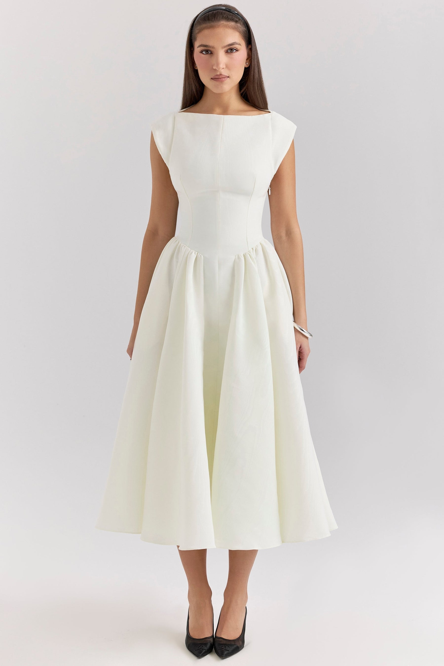 Backless Flowy Dress-dresses > backless dress-Laventaire-Ivory-S-Laventaire