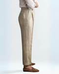 Beige Pleated Trousers-trousers > casual trousers-Laventaire-Laventaire