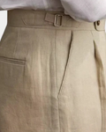 Beige Pleated Trousers-trousers > casual trousers-Laventaire-Laventaire