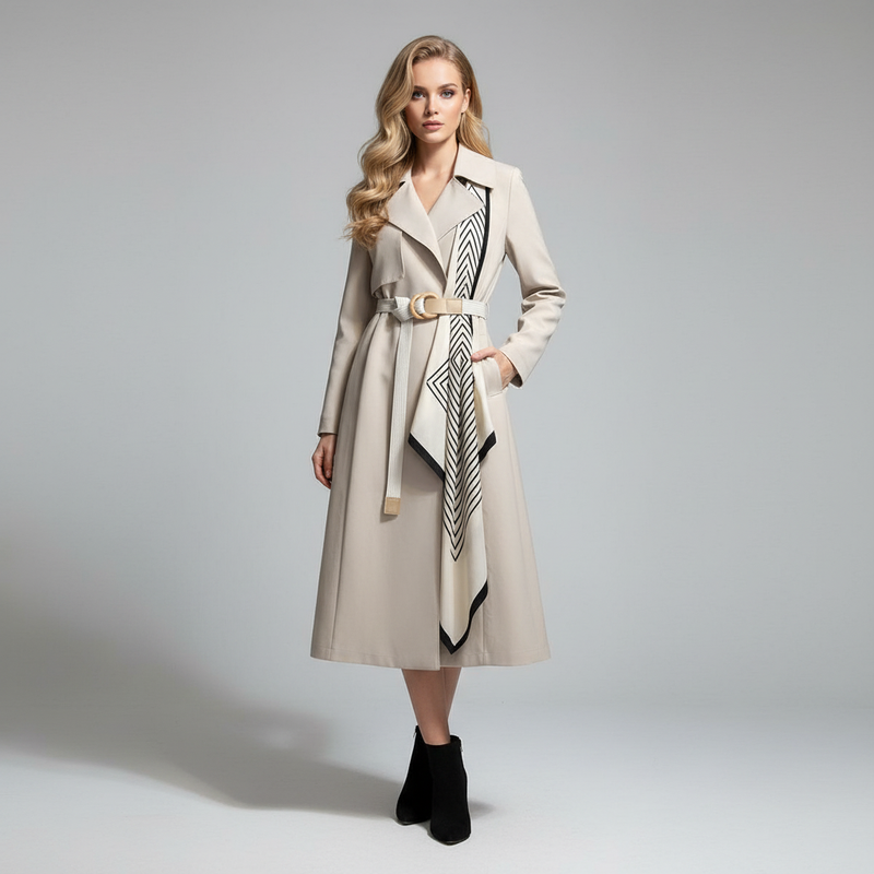 Belted Tailored Trench Coat-outerwear > trench coat-Laventaire-Laventaire