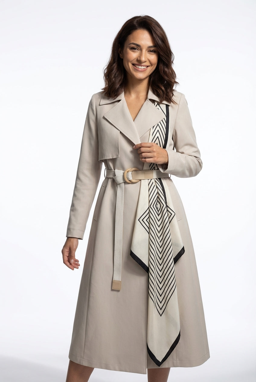 Belted Tailored Trench Coat-outerwear > trench coat-Laventaire-Light Beige-S-Laventaire