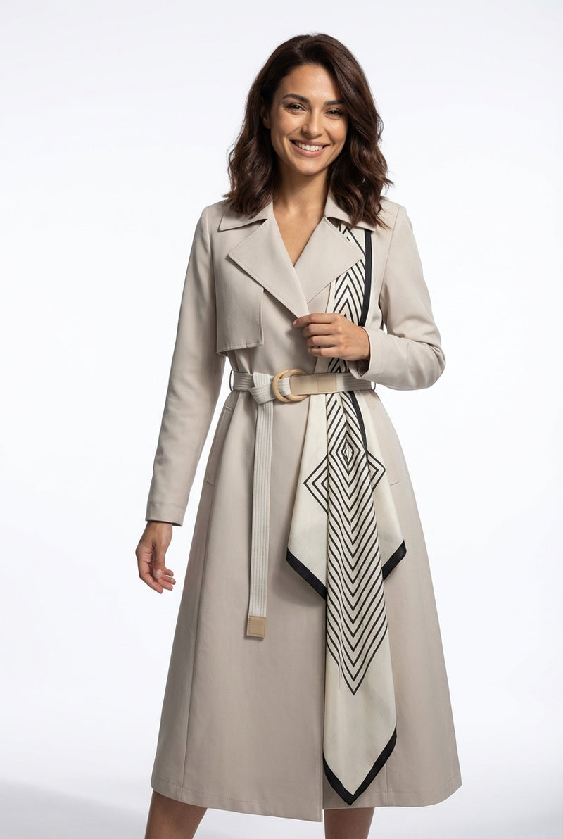 Belted Tailored Trench Coat-outerwear > trench coat-Laventaire-Light Beige-S-Laventaire