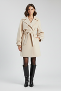 Belted Trench Coat-coats > trench coat-Laventaire-Cream-S-Laventaire