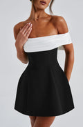Black Cocktail Mini Dress-dresses > cocktail dress > mini dress-Laventaire-Laventaire