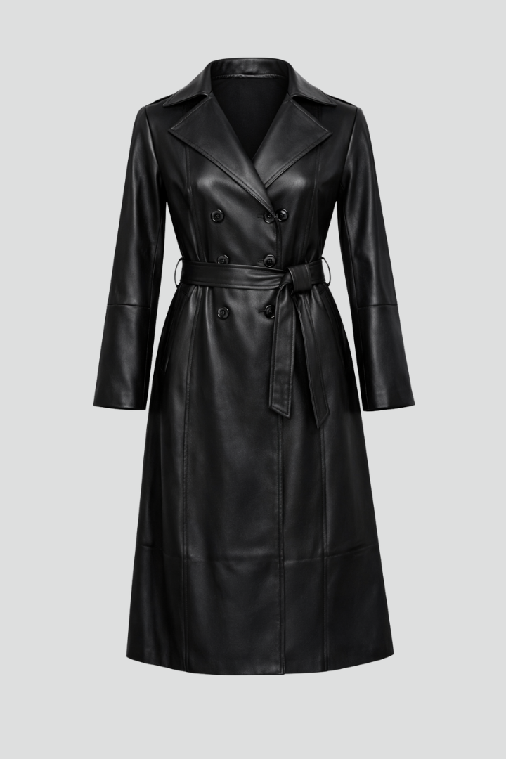 Black Long Trench Coat-coats > trench coats-Laventaire-Laventaire