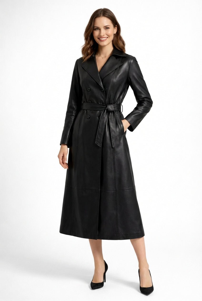 Black Long Trench Coat-coats > trench coats-Laventaire-Black-S-Laventaire