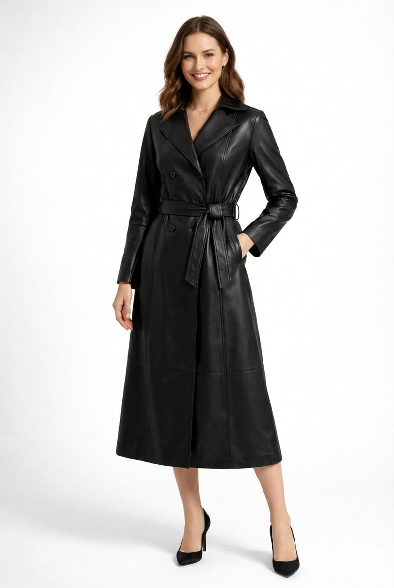 Black Long Trench Coat-coats > trench coats-Laventaire-Black-S-Laventaire