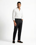 Black Pleated Relaxed Trousers-trousers > pleated trousers-Laventaire-Black-S-Laventaire