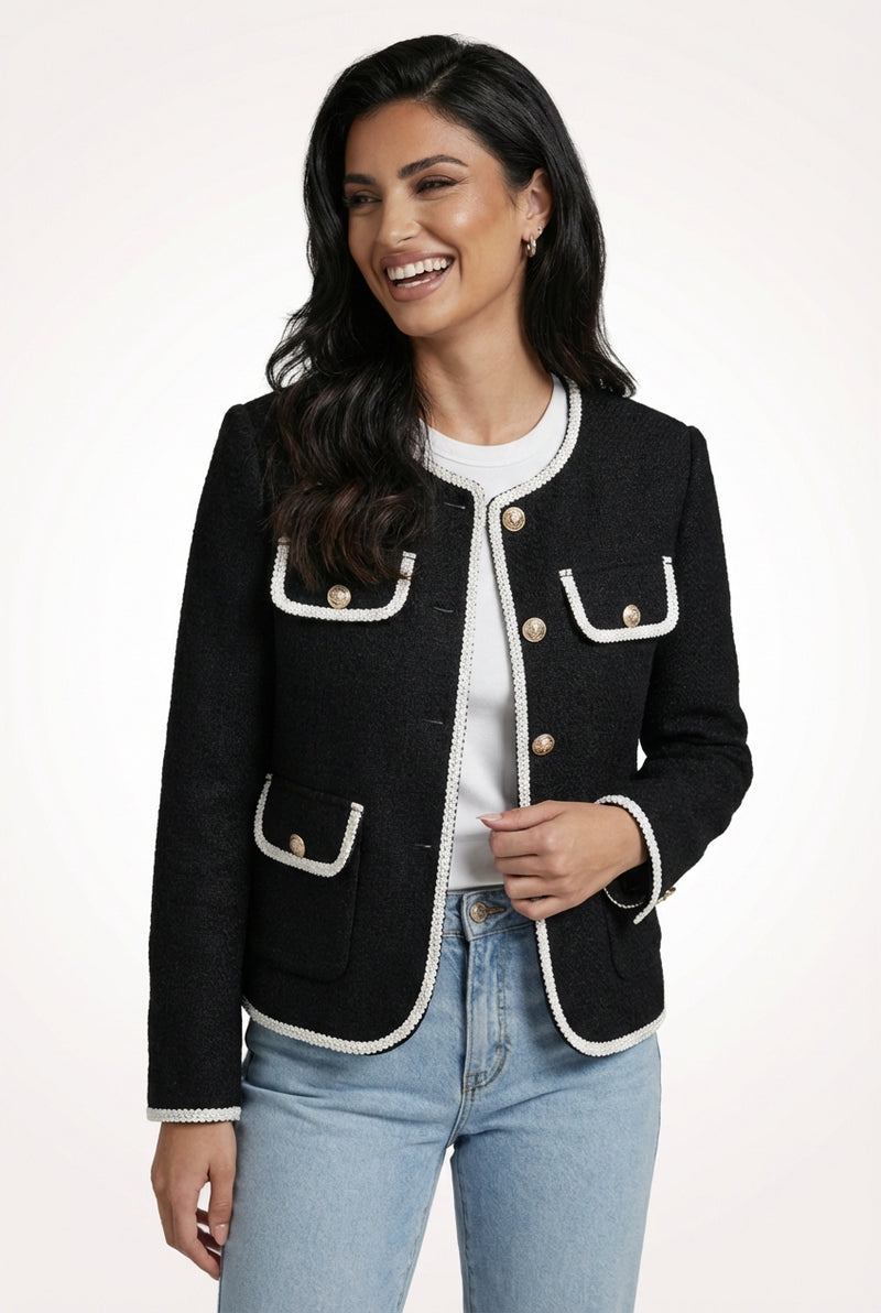 Black Short Casual Jacket-jackets > casual jackets-Laventaire-Black-XS-Laventaire