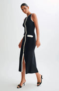 Black Sleeveless Midi Dress-dresses > midi dress-Laventaire-Laventaire