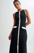 Black Sleeveless Midi Dress-dresses > midi dress-Laventaire-Laventaire