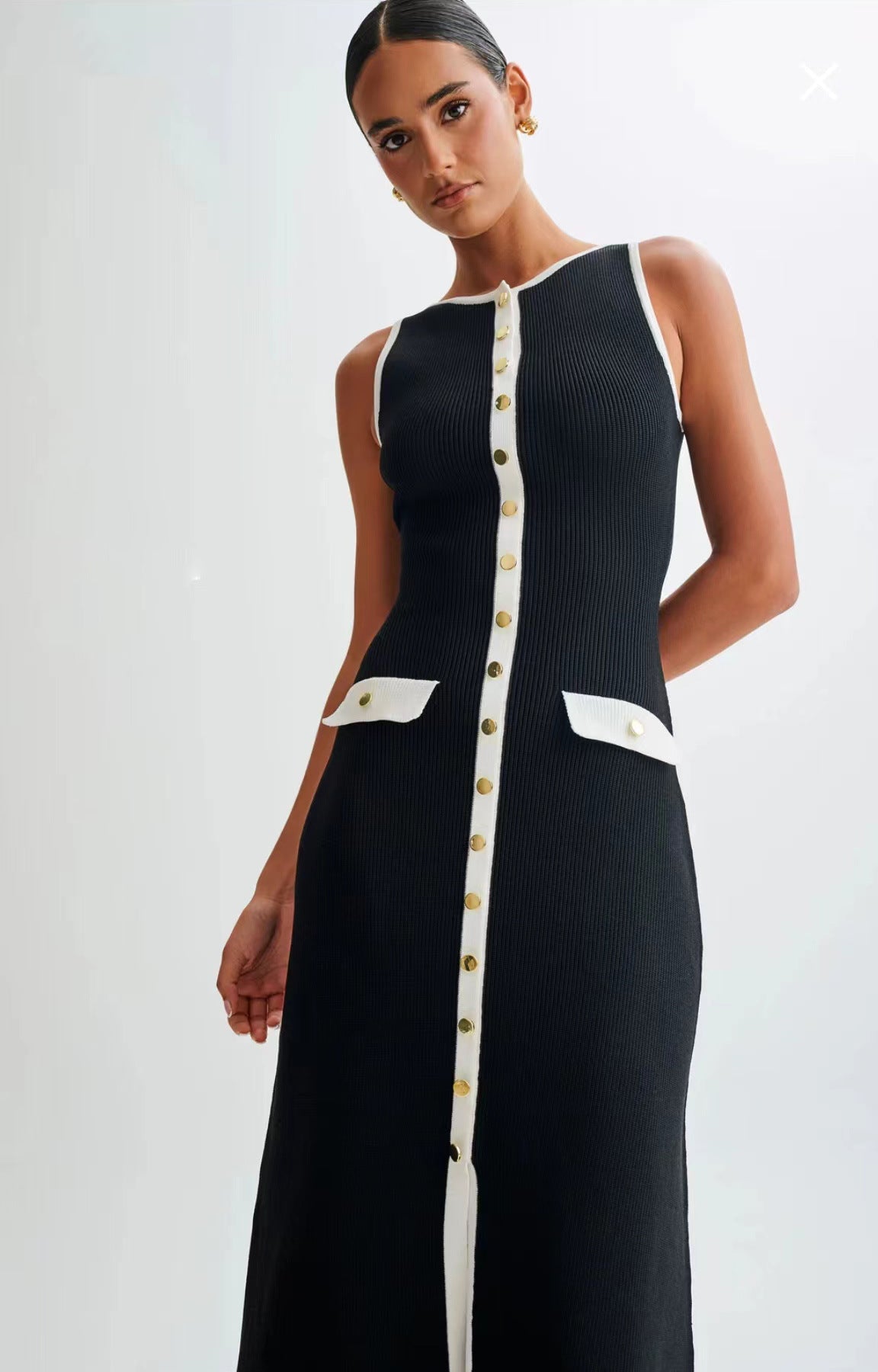 Black Sleeveless Midi Dress-dresses > midi dress-Laventaire-Laventaire