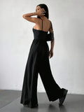 Black Wide Leg Jumpsuit-jumpsuits > wide leg jumpsuit-Laventaire-Laventaire