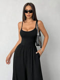 Black Wide Leg Jumpsuit-jumpsuits > wide leg jumpsuit-Laventaire-Laventaire