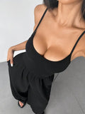 Black Wide Leg Jumpsuit-jumpsuits > wide leg jumpsuit-Laventaire-Laventaire