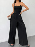 Black Wide Leg Jumpsuit-jumpsuits > wide leg jumpsuit-Laventaire-Laventaire