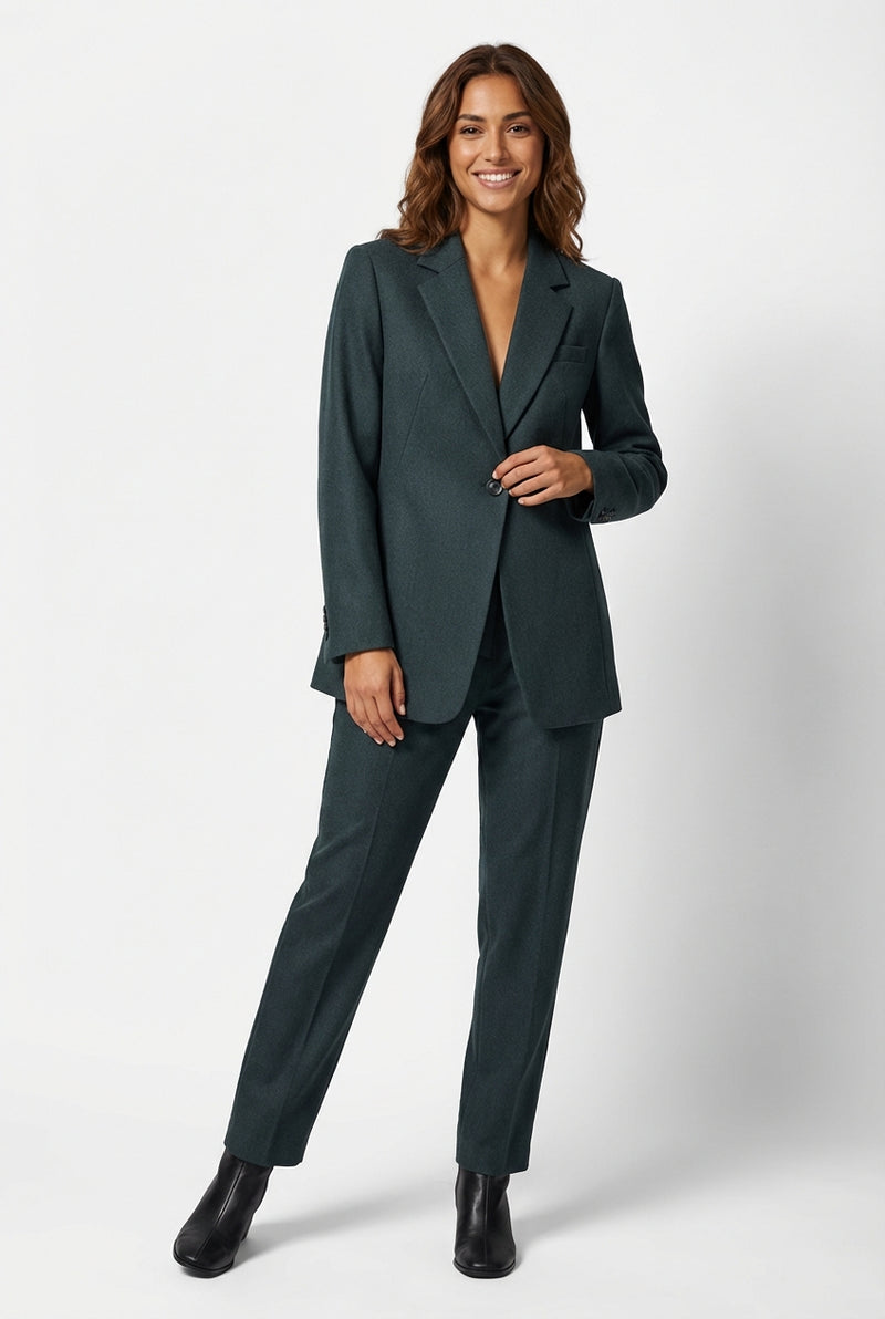 Blazer Suit Set Trousers-suits > suit sets > women suit set trousers-Laventaire-Dark Green-S-Laventaire
