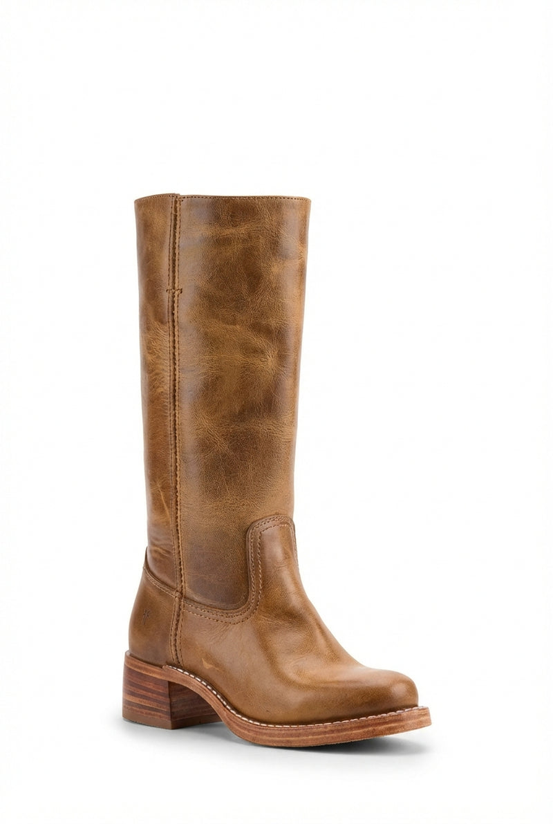 Block Heel Western Boots-footwear > boots > western boots-Laventaire-Light Brown-36-Laventaire